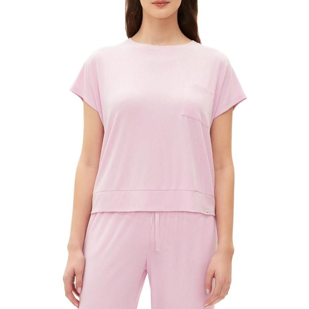 GAP GapBody Women's Extra Large Pink Ribbed Short-Sleeve Pajama Top NWT